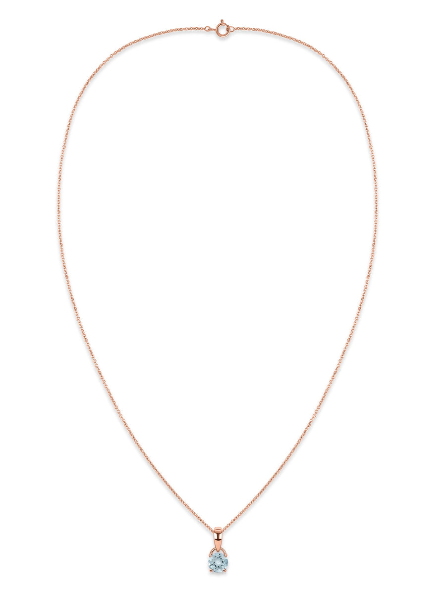 Classic Natural Aquamarine Gold Pendant with chain