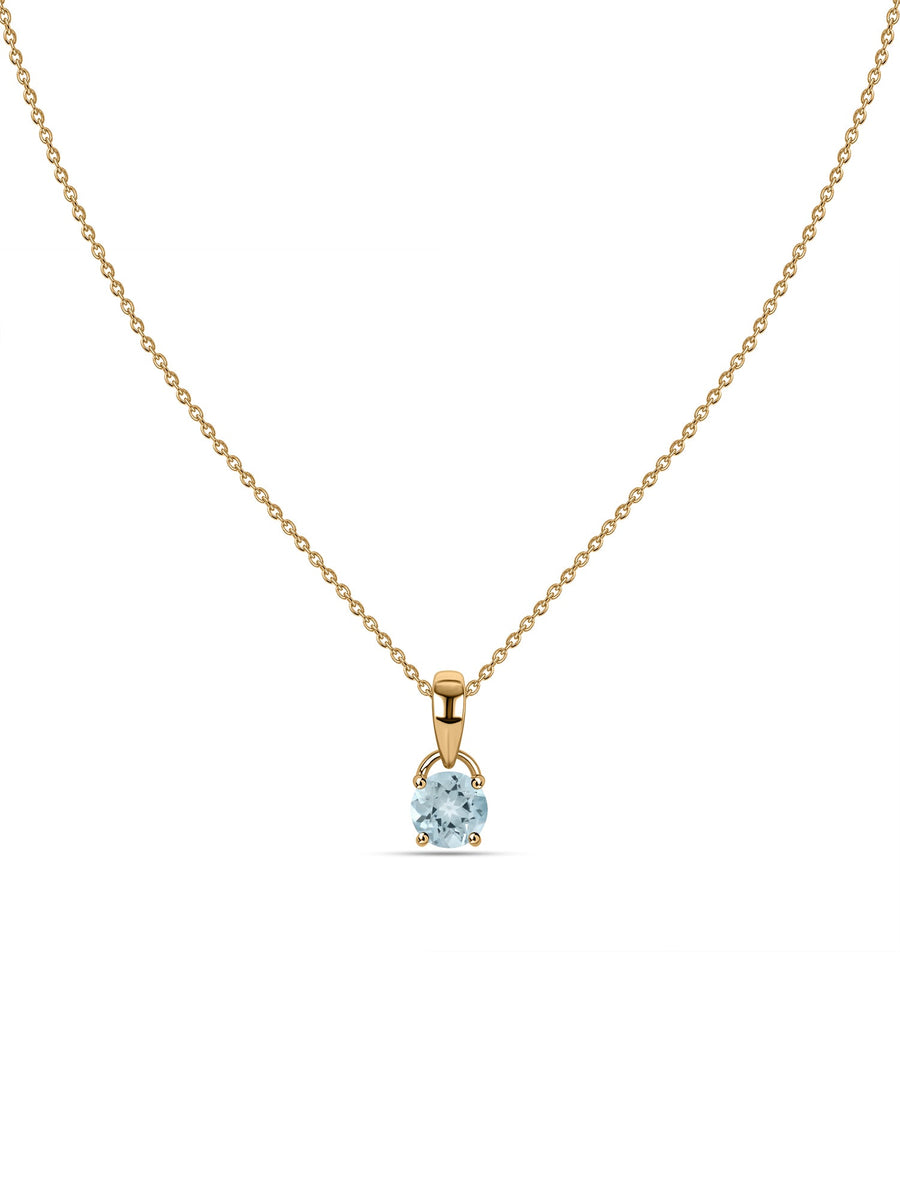 Classic Natural Aquamarine Gold Pendant with chain