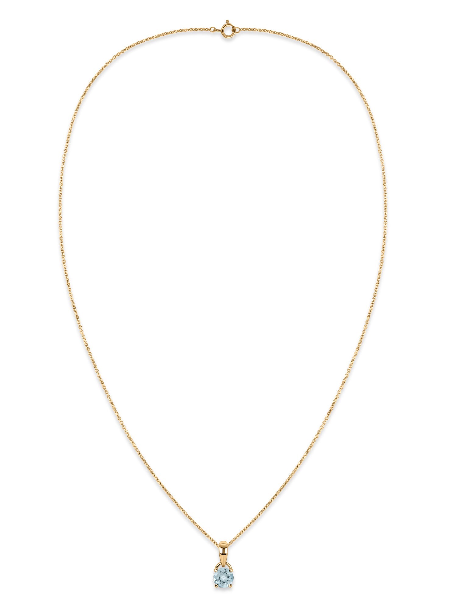 Classic Natural Aquamarine Gold Pendant with chain