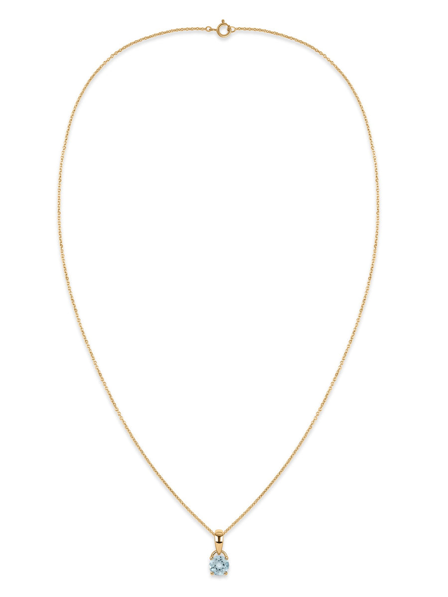 Classic Natural Aquamarine Gold Pendant with chain