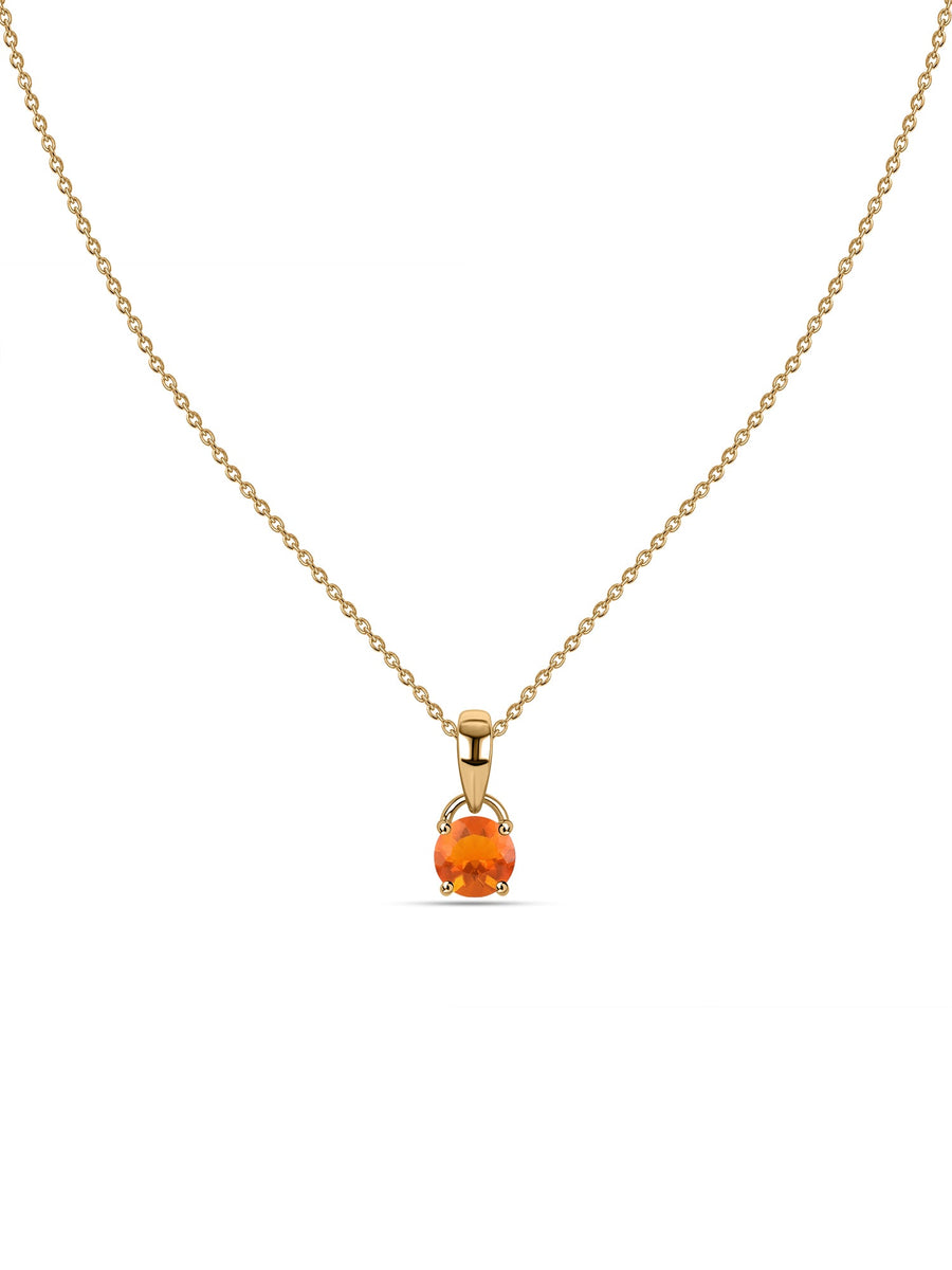 Classic Natural Fire Opal Gold Pendant with chain