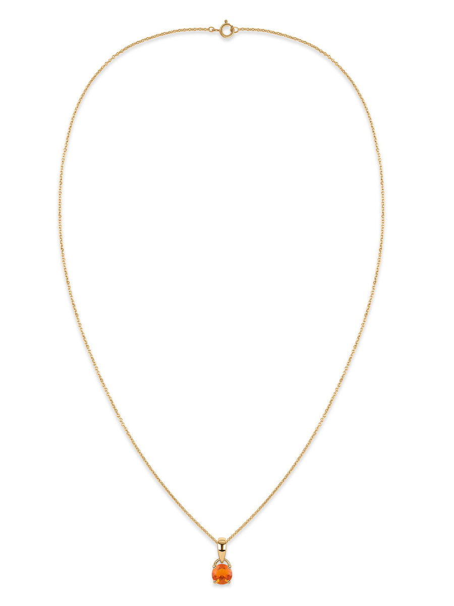 Classic Natural Fire Opal Gold Pendant with chain