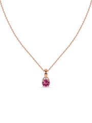 Classic Natural Pink Tourmaline Gold Pendant with chain