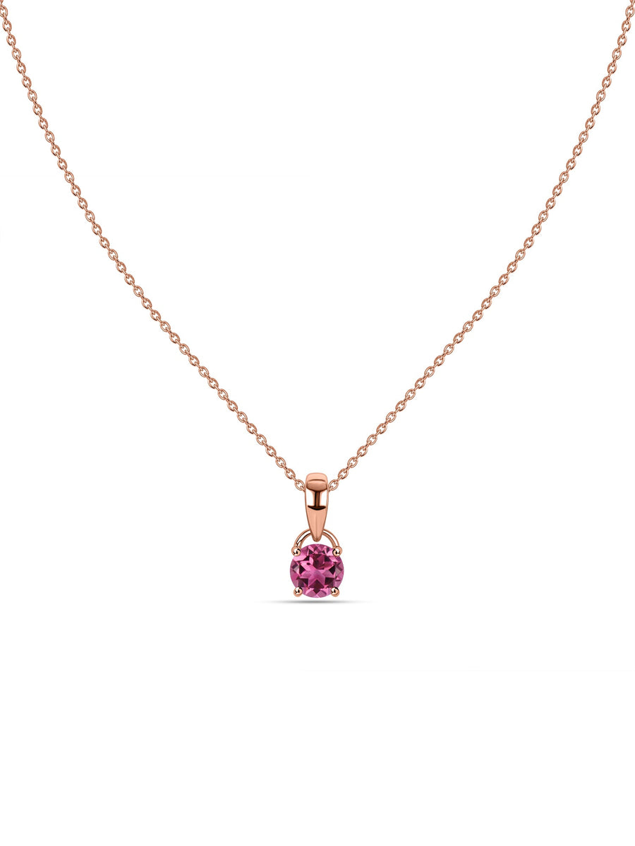 Classic Natural Pink Tourmaline Gold Pendant with chain