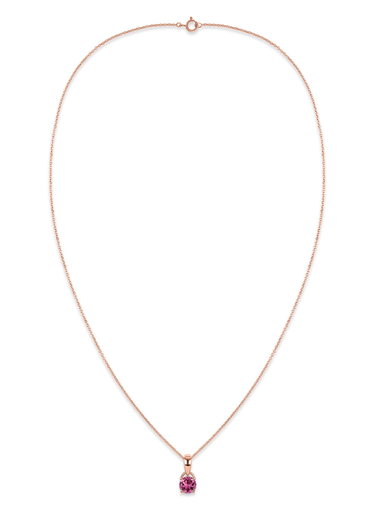 Classic Natural Pink Tourmaline Gold Pendant with chain