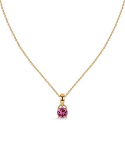 Classic Natural Pink Tourmaline Gold Pendant with chain