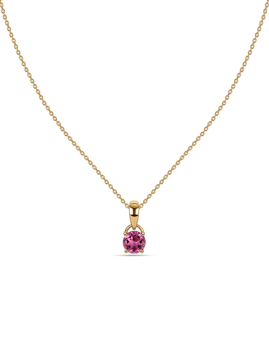 Classic Natural Pink Tourmaline Gold Pendant with chain