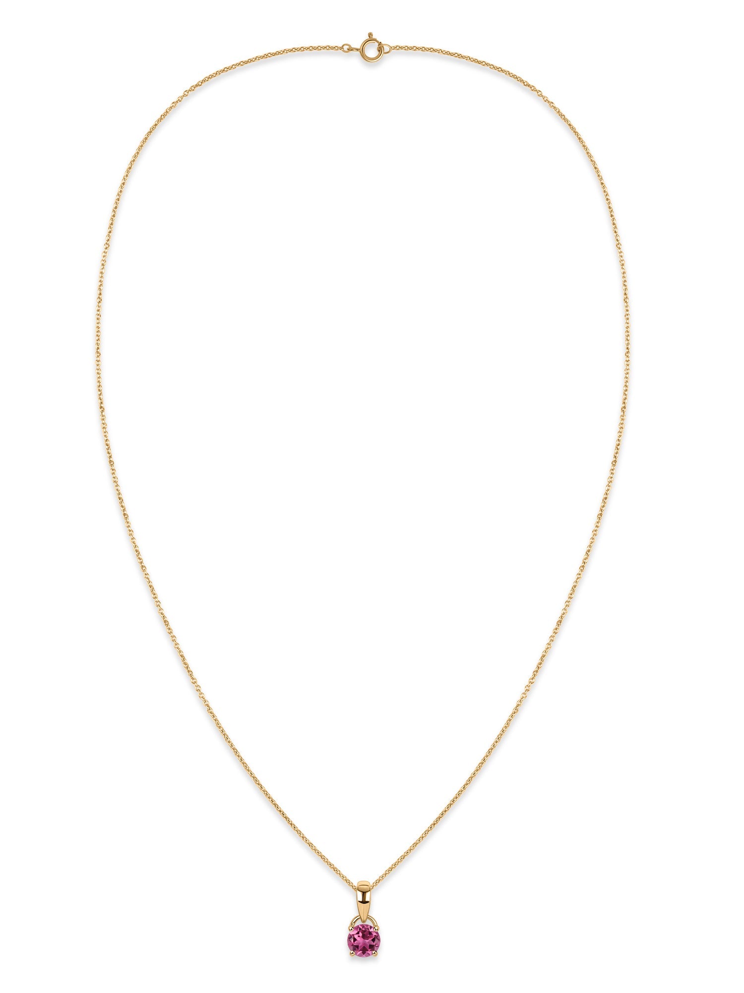Classic Natural Pink Tourmaline Gold Pendant with chain