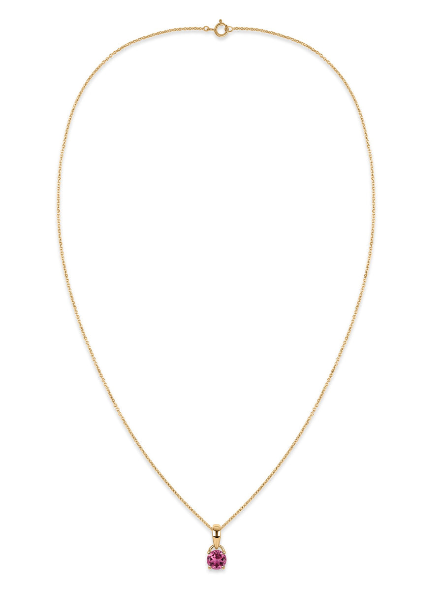 Classic Natural Pink Tourmaline Gold Pendant with chain