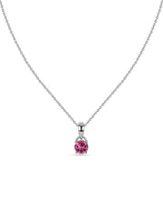 Classic Natural Pink Tourmaline Gold Pendant with chain