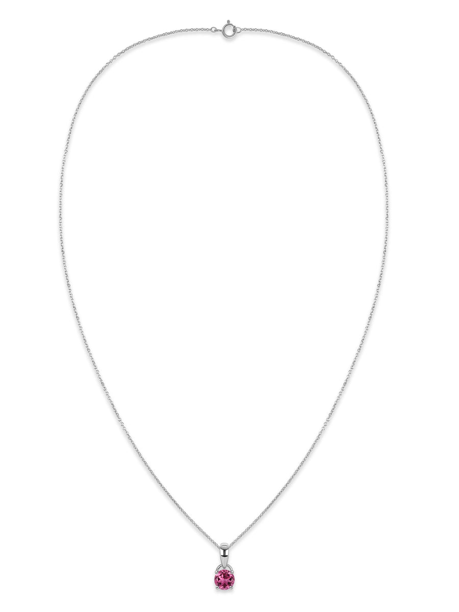 Classic Natural Pink Tourmaline Gold Pendant with chain