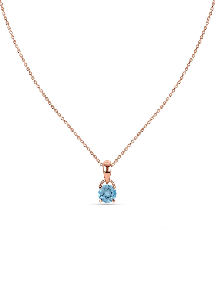 Classic Natural Blue Topaz Gold Pendant with chain