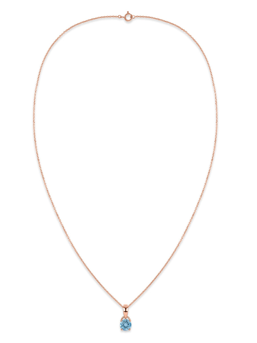 Classic Natural Blue Topaz Gold Pendant with chain