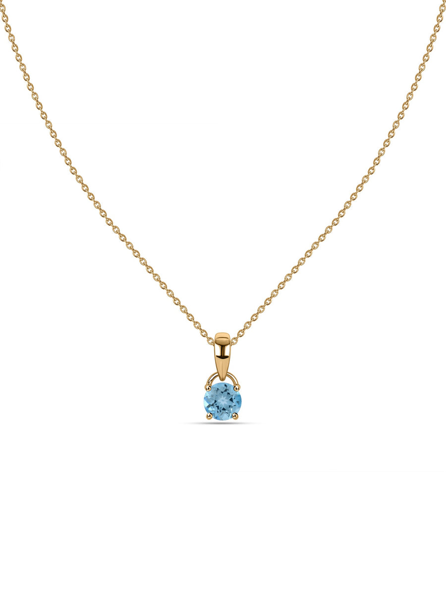 Classic Natural Blue Topaz Gold Pendant with chain