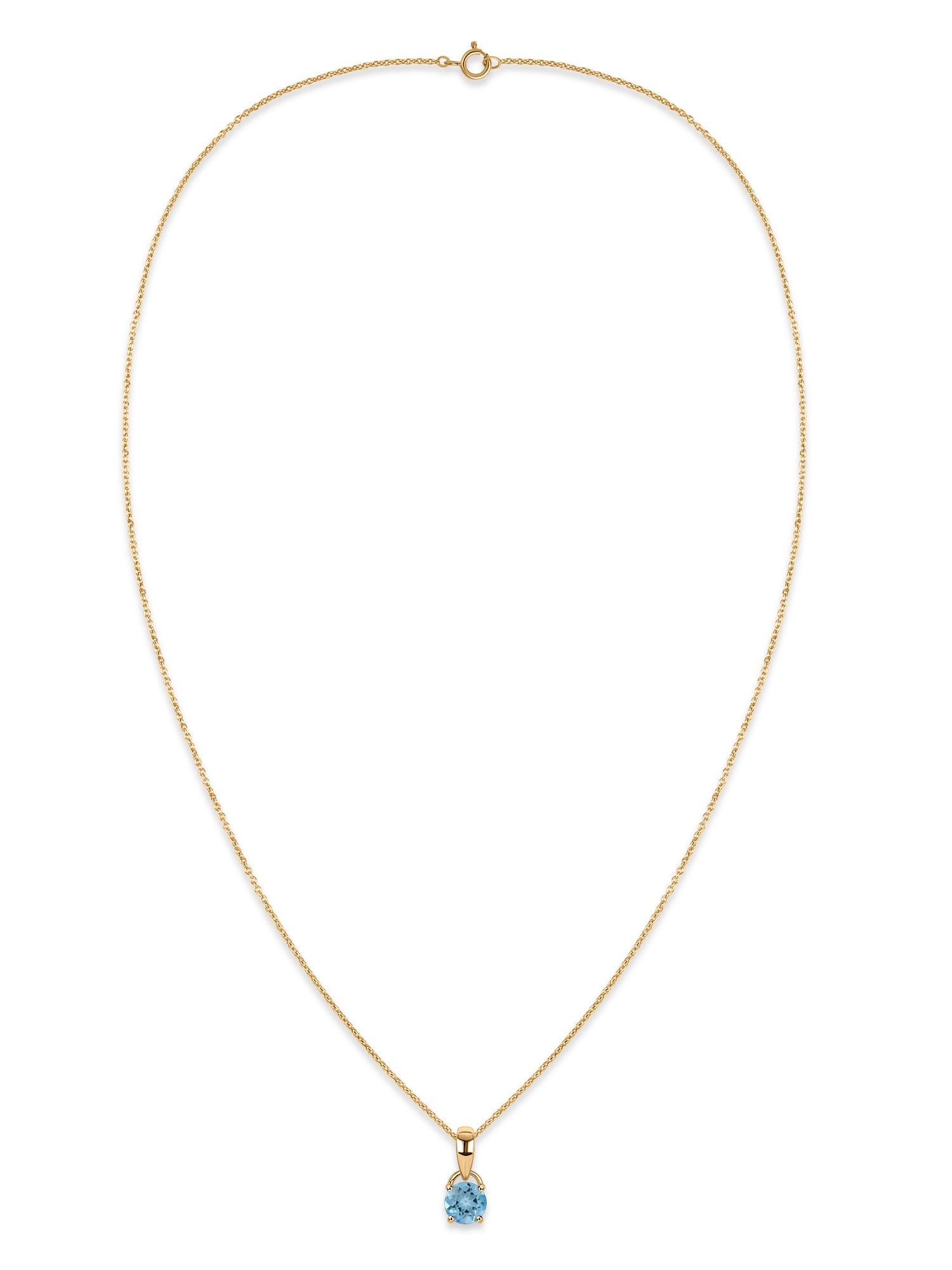 Classic Natural Blue Topaz Gold Pendant with chain