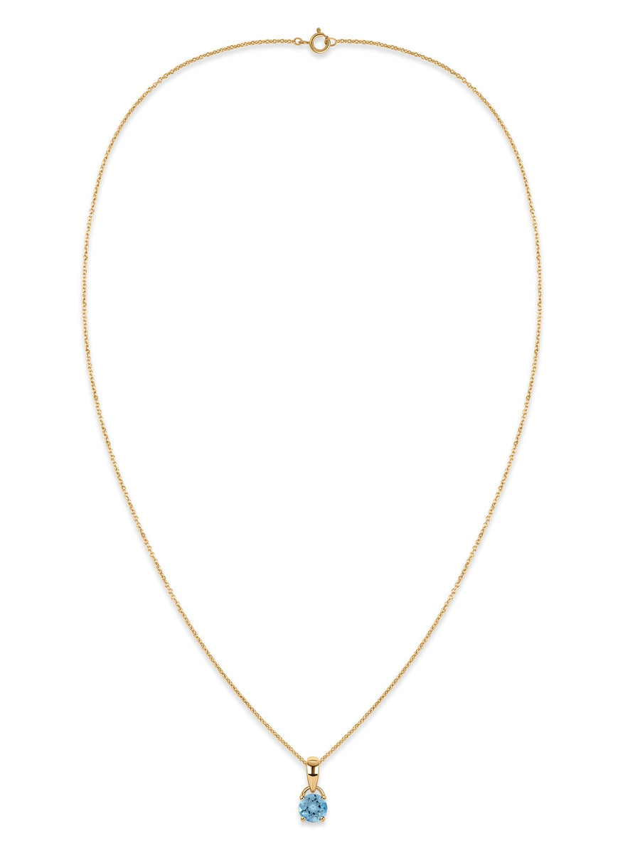 Classic Natural Blue Topaz Gold Pendant with chain