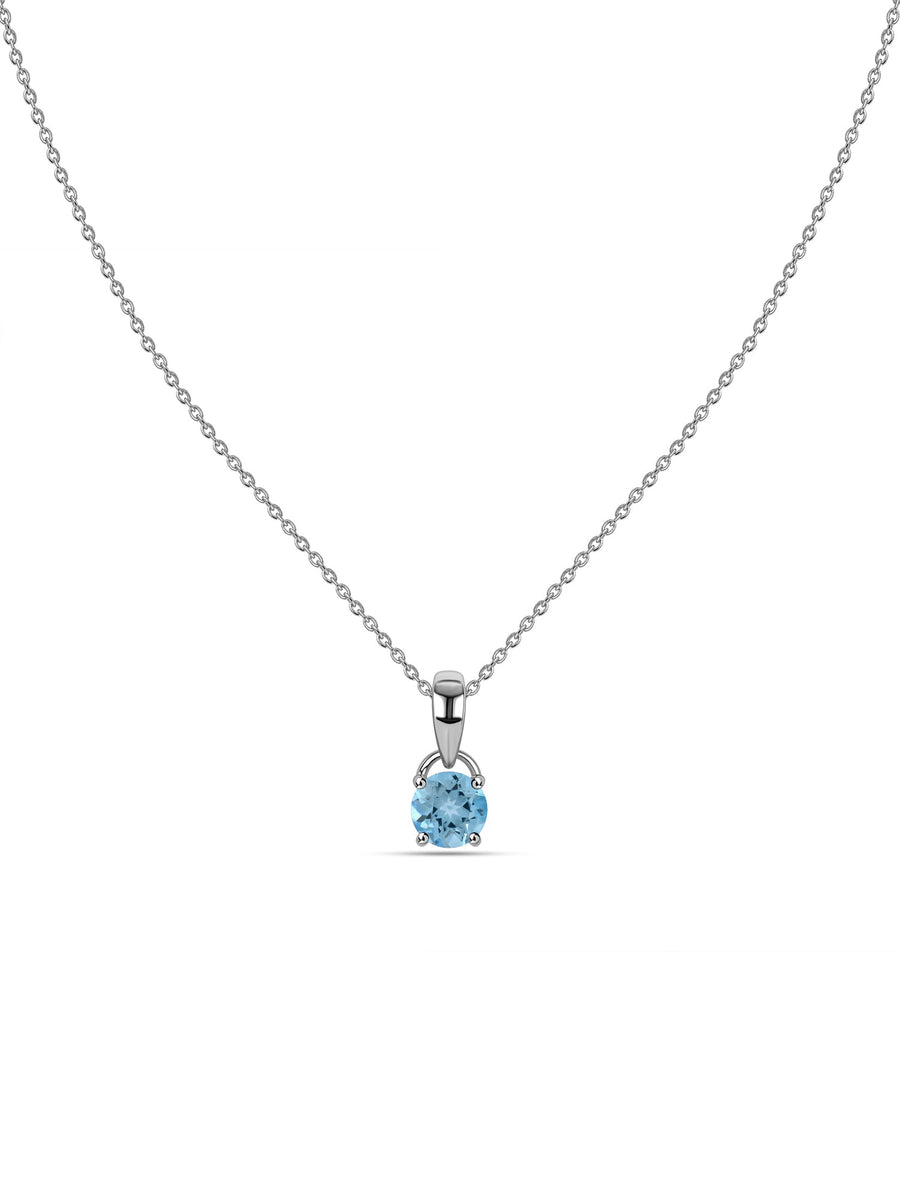 Classic Natural Blue Topaz Gold Pendant with chain