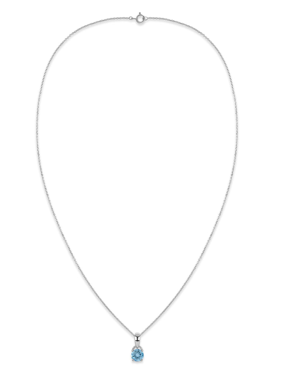Classic Natural Blue Topaz Gold Pendant with chain