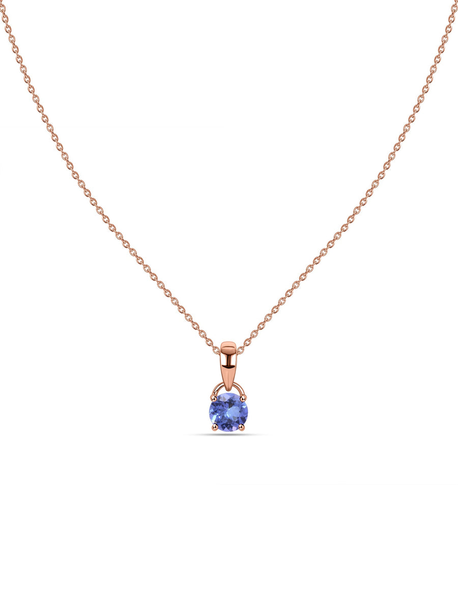 Classic Natural Tanzanite Gold Pendant with chain
