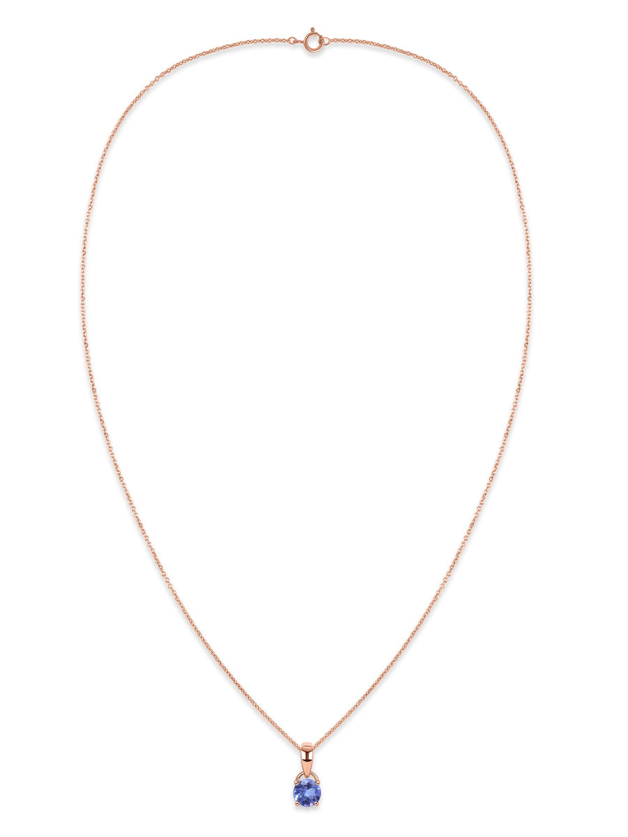 Classic Natural Tanzanite Gold Pendant with chain