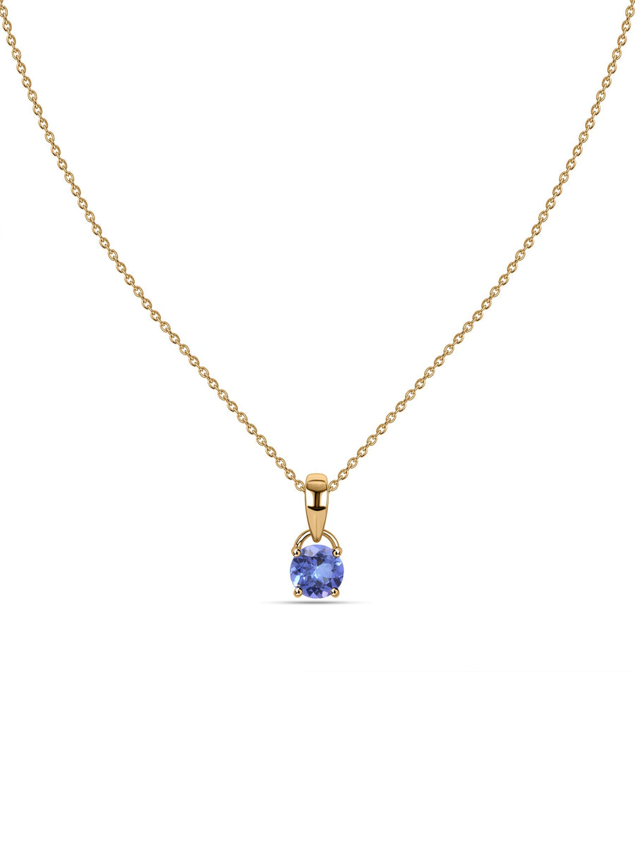 Classic Natural Tanzanite Gold Pendant with chain