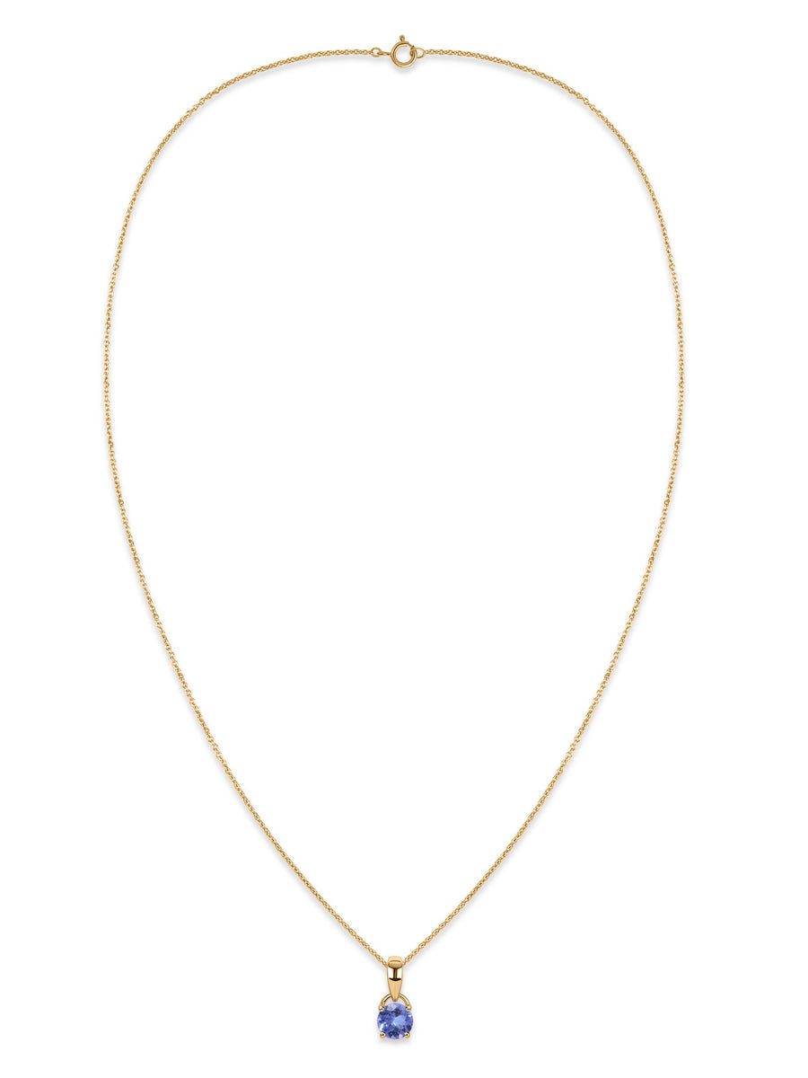 Classic Natural Tanzanite Gold Pendant with chain