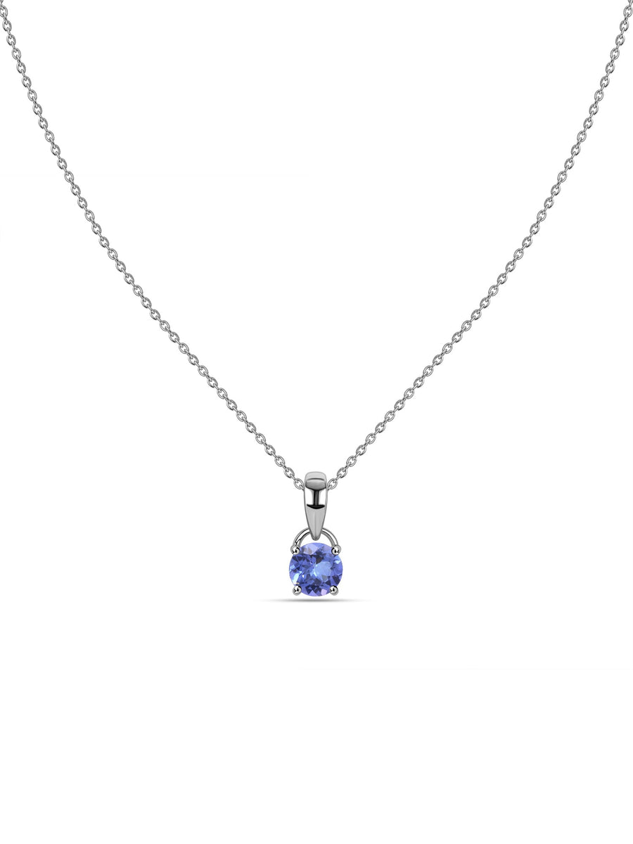 Classic Natural Tanzanite Gold Pendant with chain