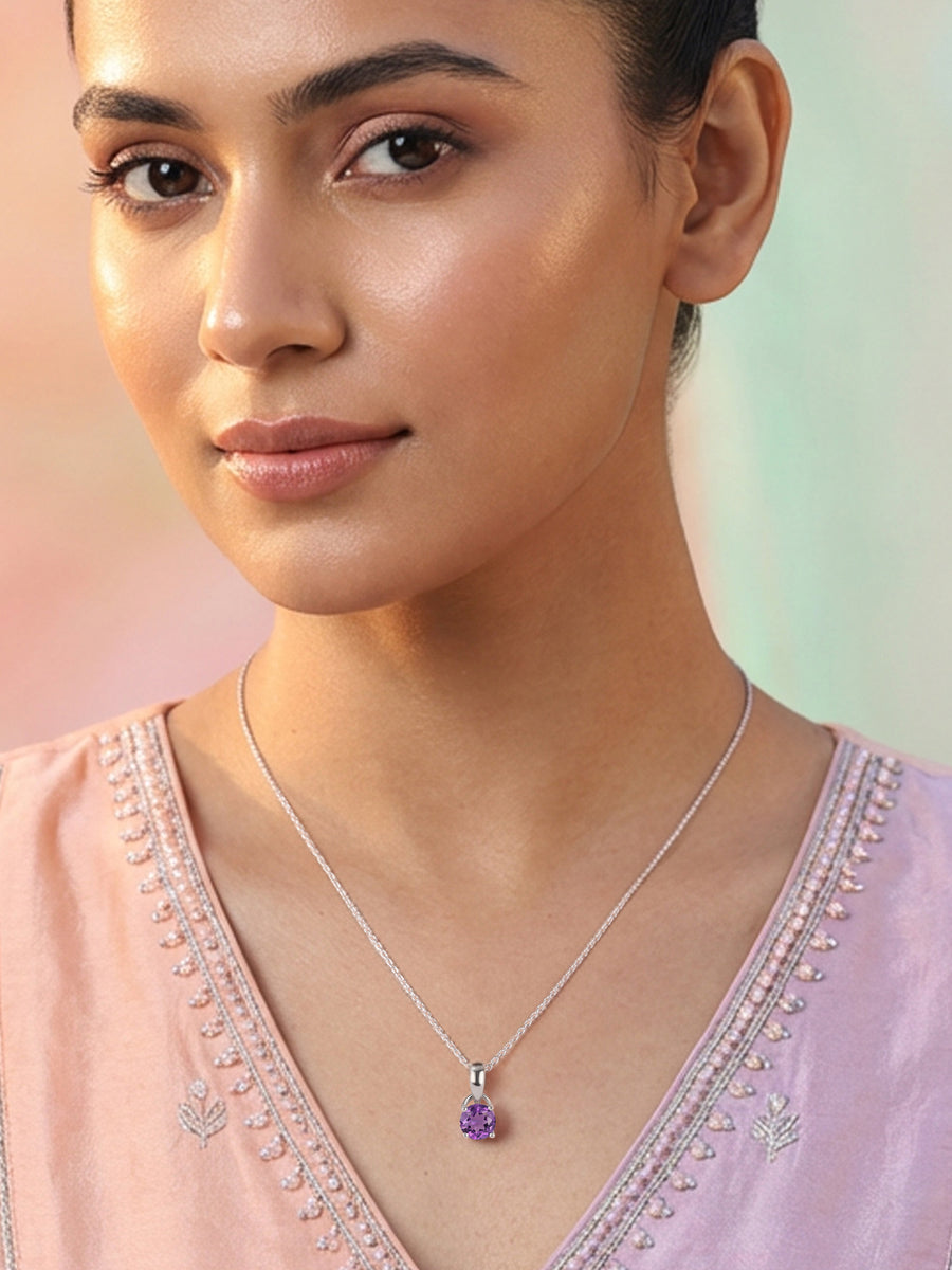 Mystic Charm Silver Amethyst Pendant Necklace
