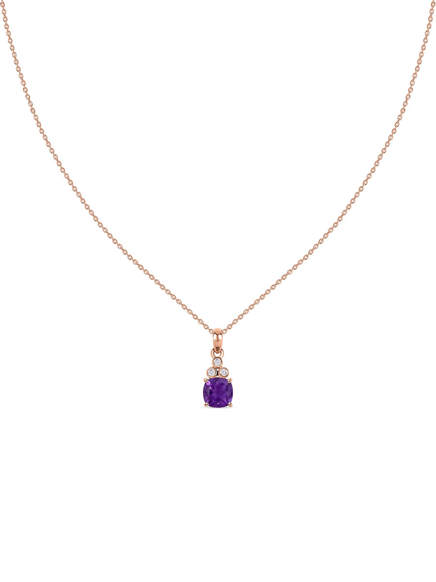 Natural Amethyst Classic Gold Pendant Necklace