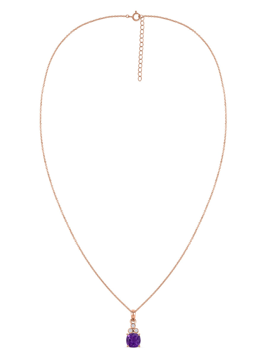 Natural Amethyst Classic Gold Pendant Necklace