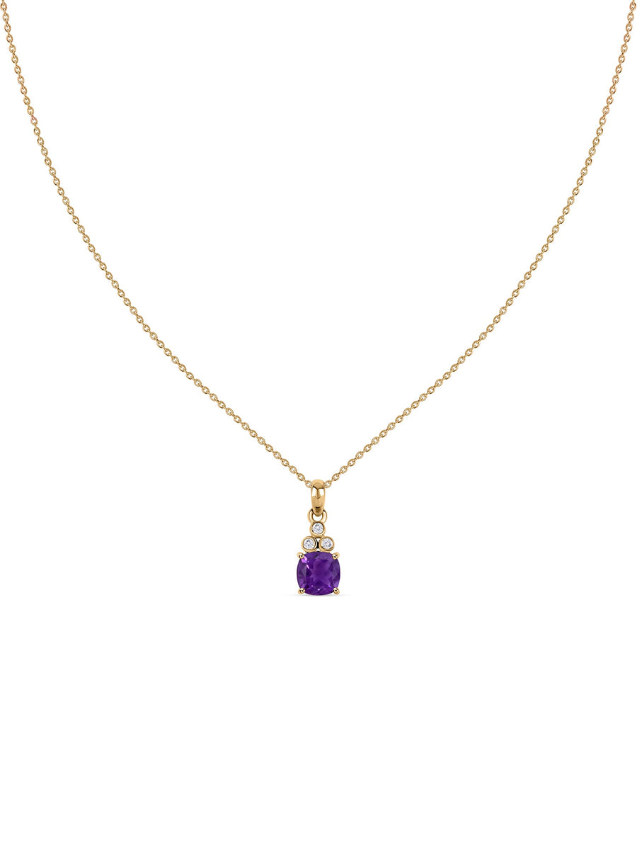 Natural Amethyst Classic Gold Pendant Necklace