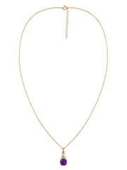 Natural Amethyst Classic Gold Pendant Necklace
