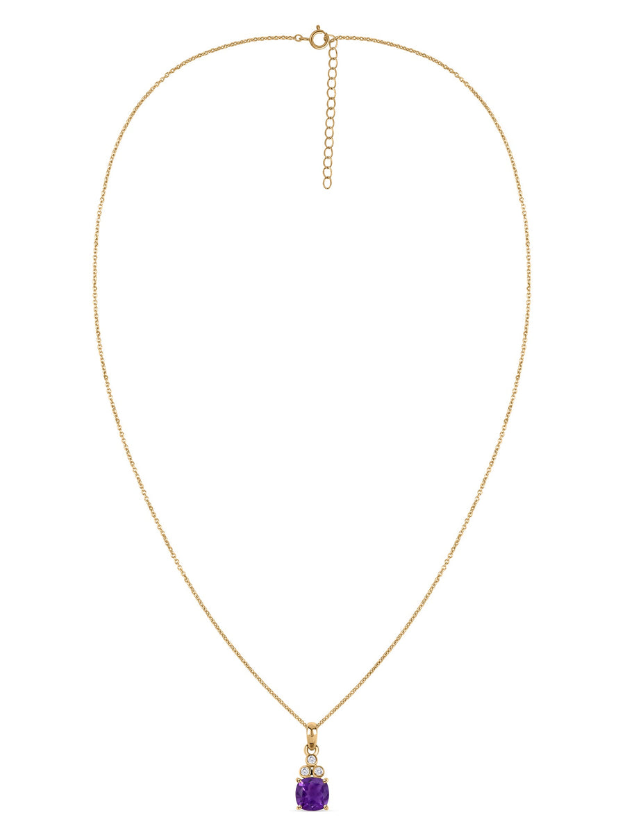 Natural Amethyst Classic Gold Pendant Necklace