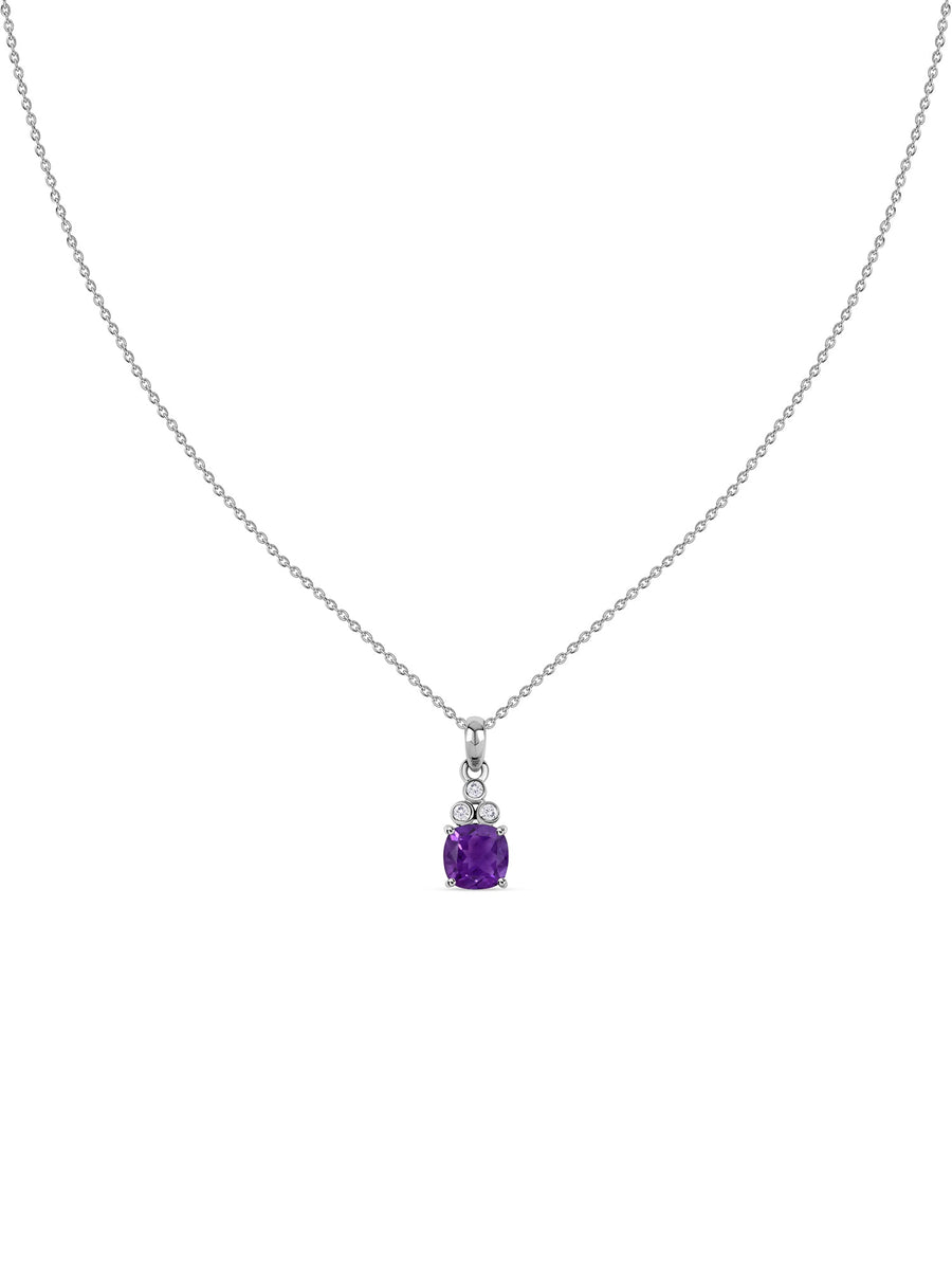 Natural Amethyst Classic Gold Pendant Necklace