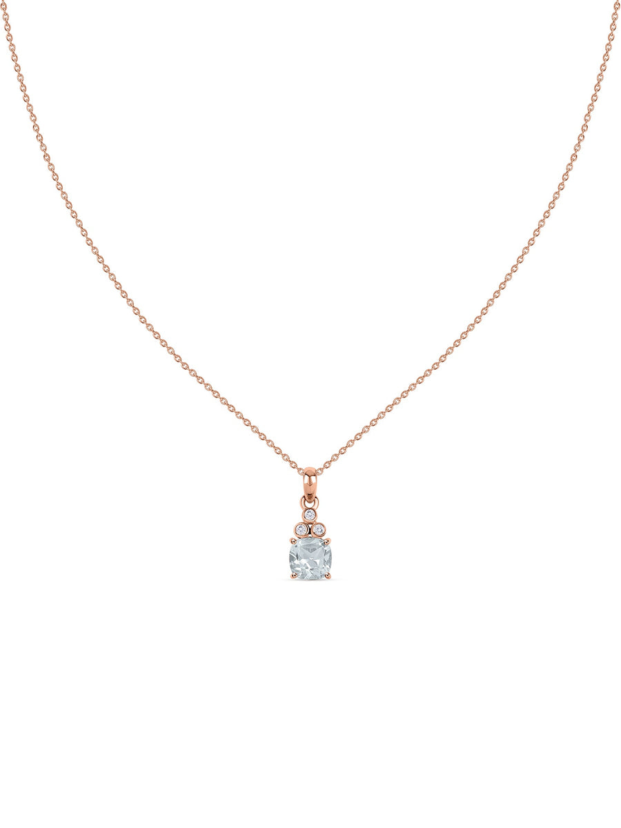 Natural Aquamarine Classic Gold Pendant Necklace