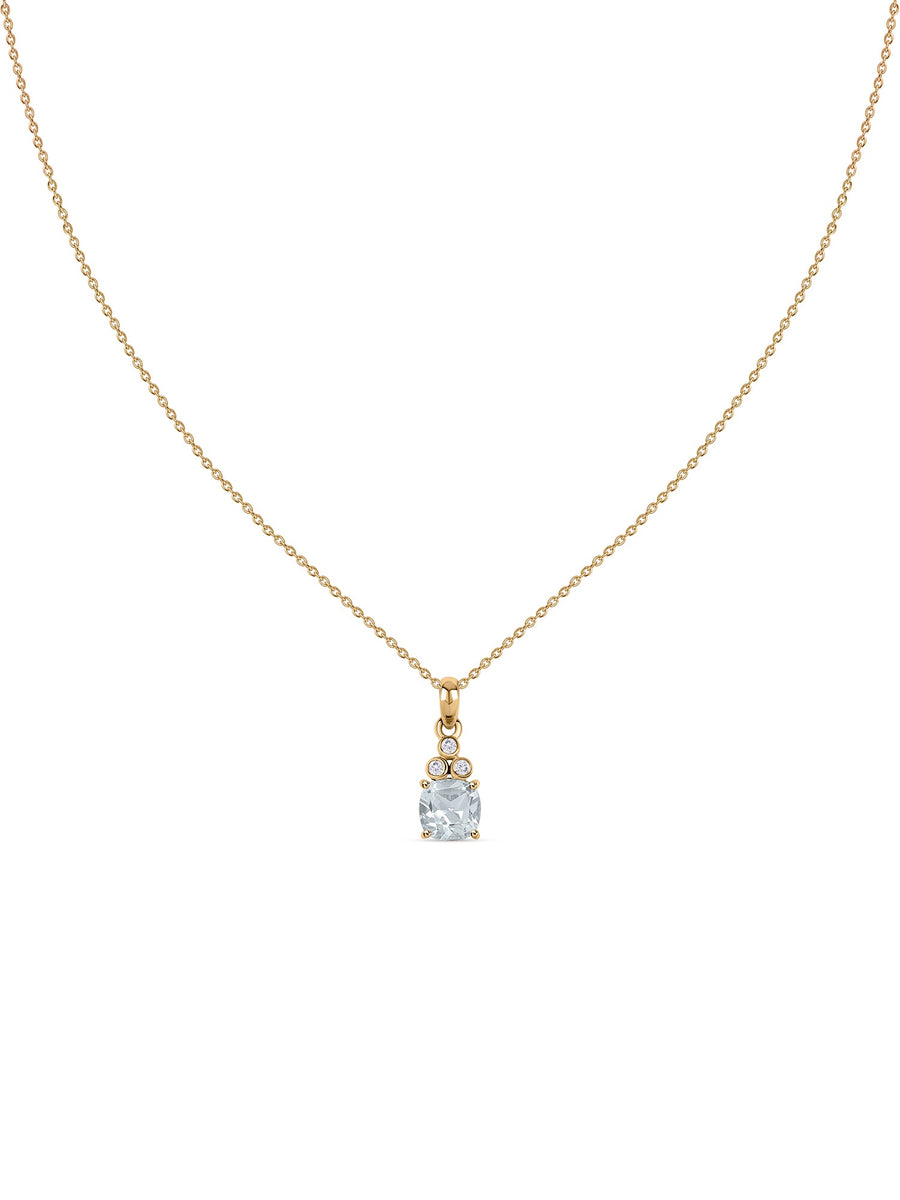 Natural Aquamarine Classic Gold Pendant Necklace