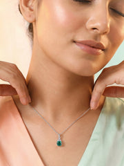 Emerald Bloom Silver Pendant with White Topaz