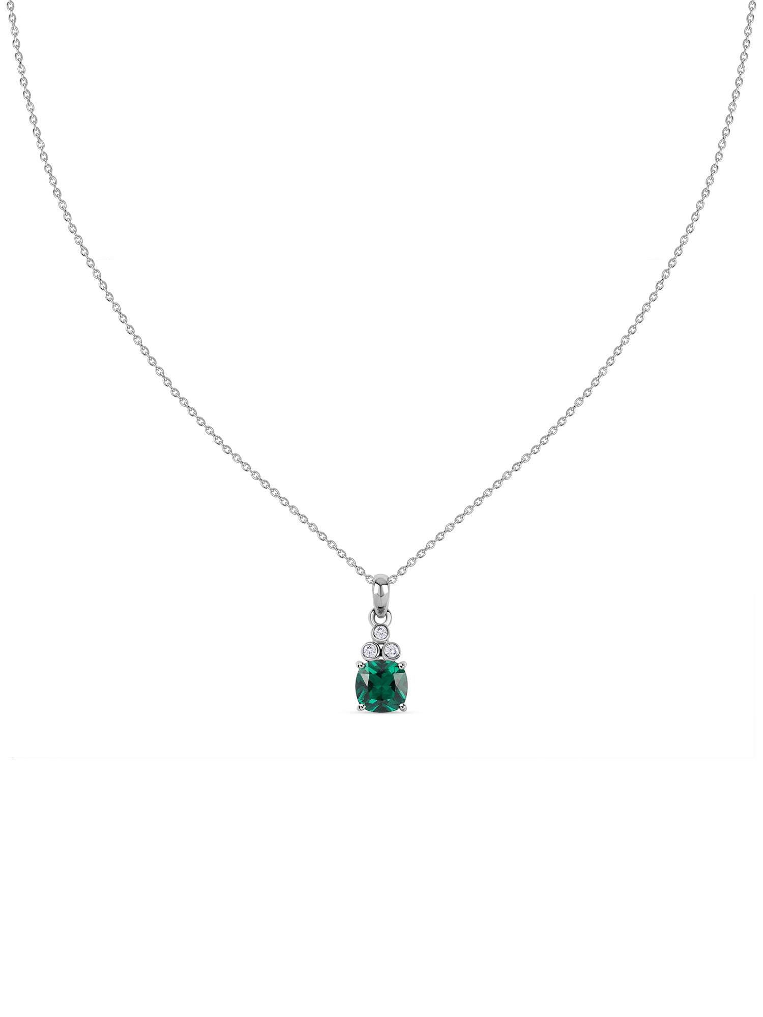 Emerald Bloom Silver Pendant with White Topaz