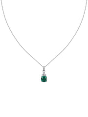 Emerald Bloom Silver Pendant with White Topaz