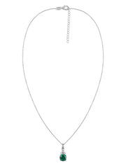 Emerald Bloom Silver Pendant with White Topaz