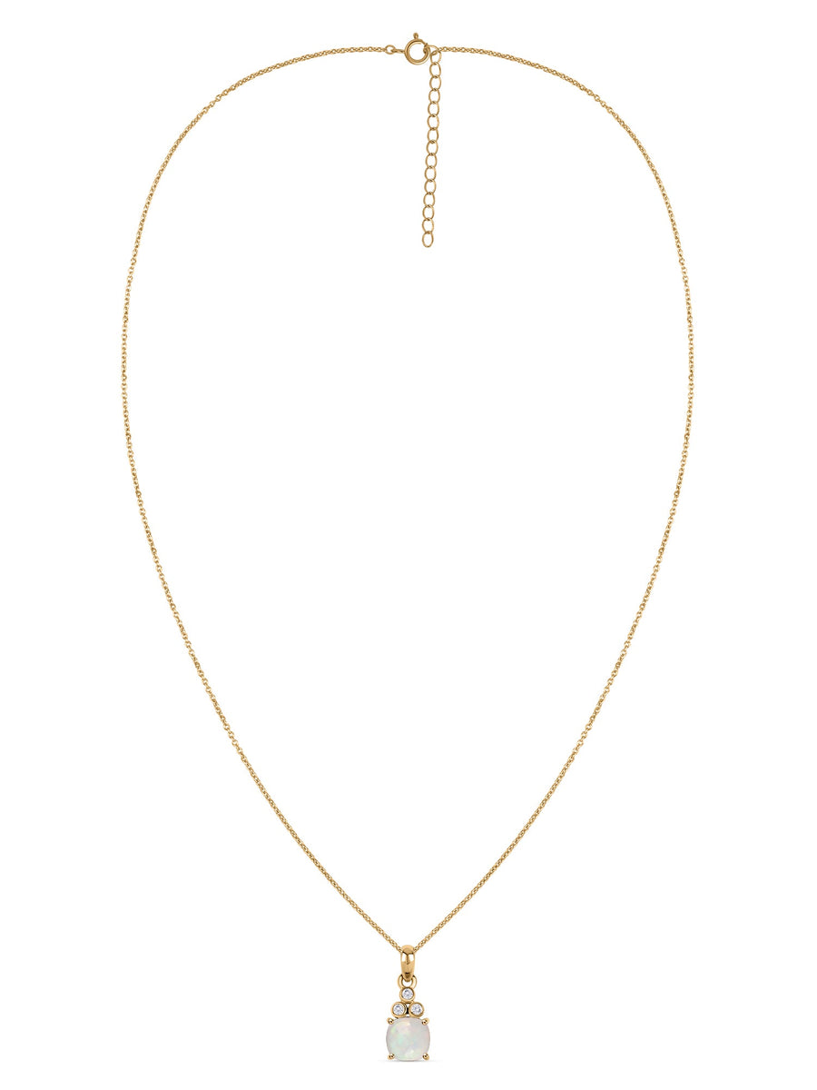 Natural Ethiopian Opal Classic Gold Pendant Necklace