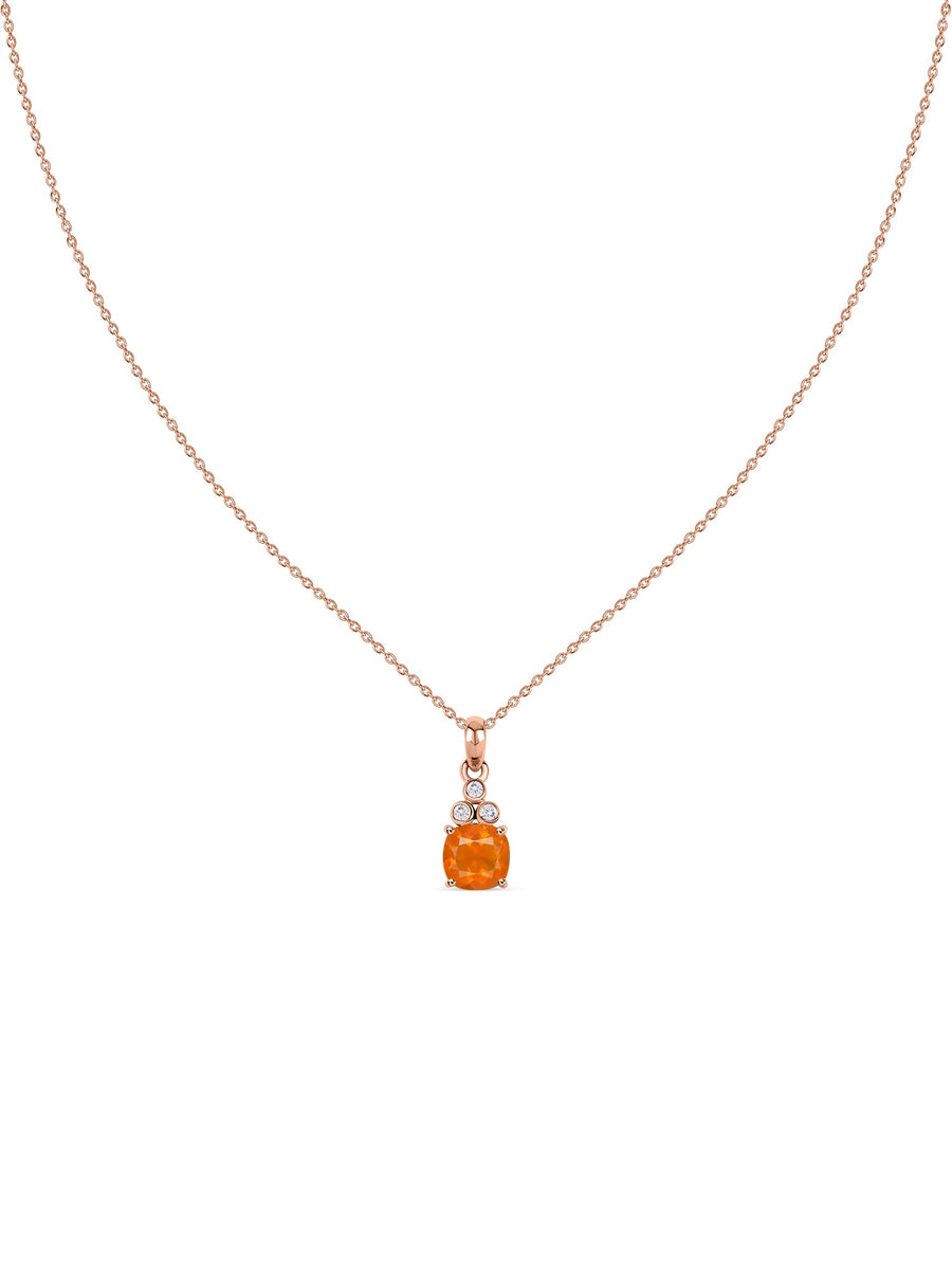 Natural Fire Opal Classic Gold Pendant Necklace