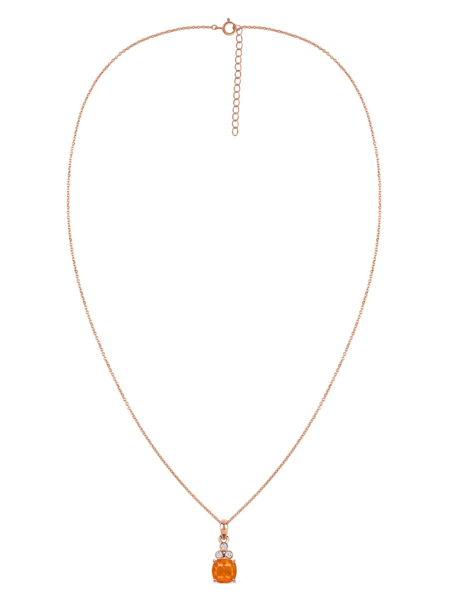 Natural Fire Opal Classic Gold Pendant Necklace