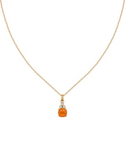 Natural Fire Opal Classic Gold Pendant Necklace