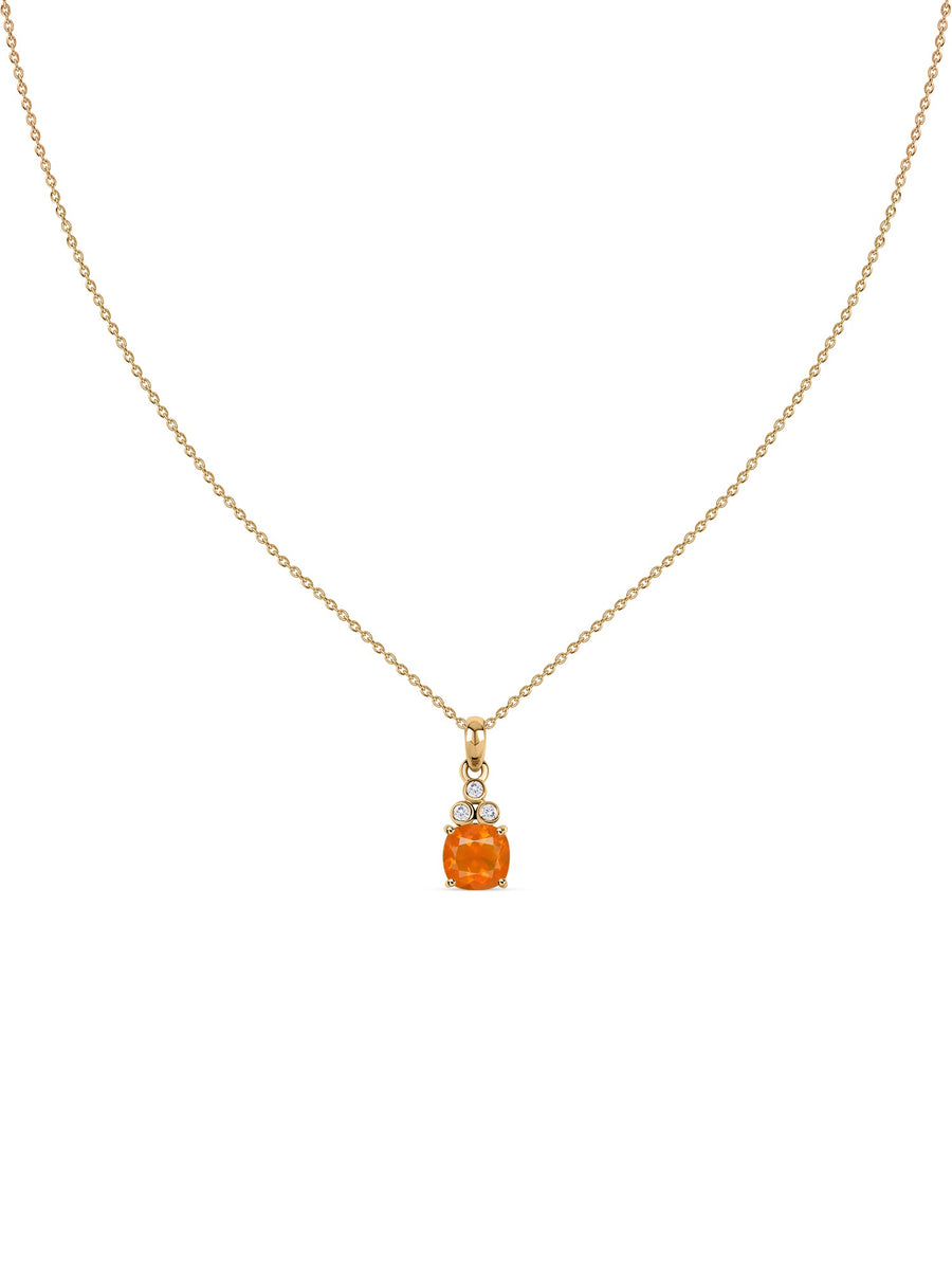 Natural Fire Opal Classic Gold Pendant Necklace