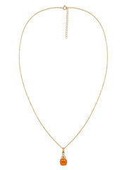 Natural Fire Opal Classic Gold Pendant Necklace