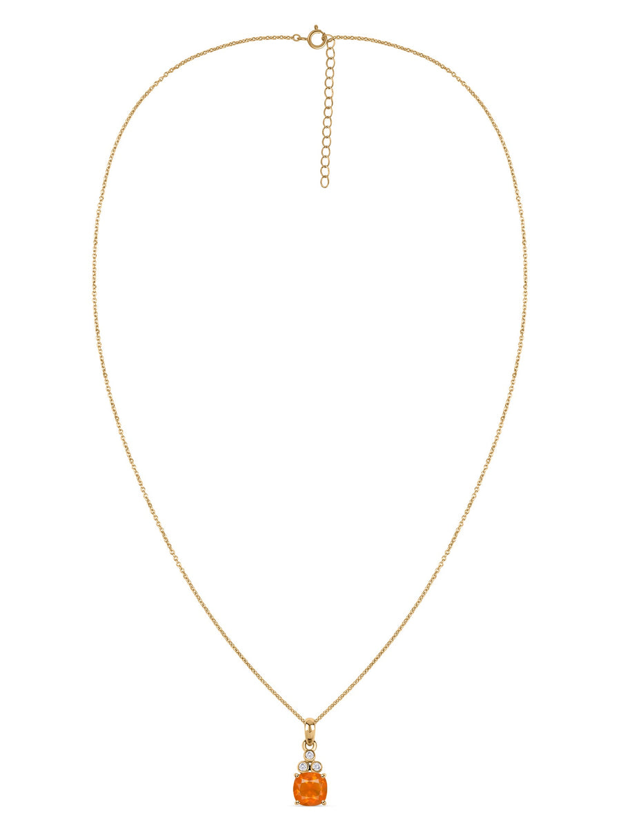 Natural Fire Opal Classic Gold Pendant Necklace