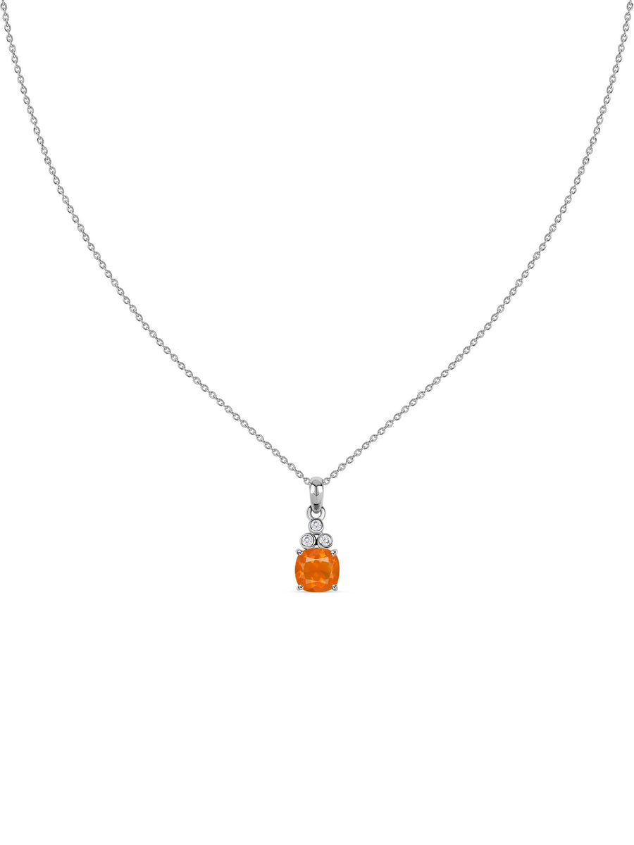 Natural Fire Opal Classic Gold Pendant Necklace