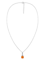 Natural Fire Opal Classic Gold Pendant Necklace