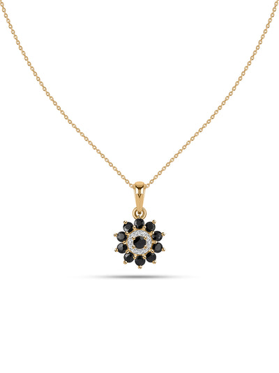 Midnight Bloom Black Spinel Silver Pendant